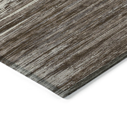 Tabselect Home Line 5' X 8' Brown And Ivory Striped Washable Indoor Outdoor Area Rug