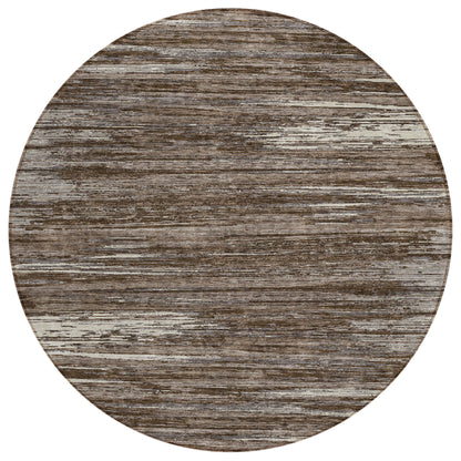 Tabselect Home Line 8' Brown And Ivory Round Striped Washable Indoor Outdoor Area Rug