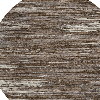 Tabselect Home Line 8' Brown And Ivory Round Striped Washable Indoor Outdoor Area Rug