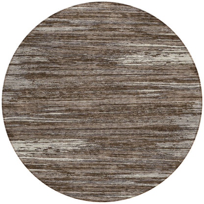 Tabselect Home Line 8' Brown And Ivory Round Striped Washable Indoor Outdoor Area Rug