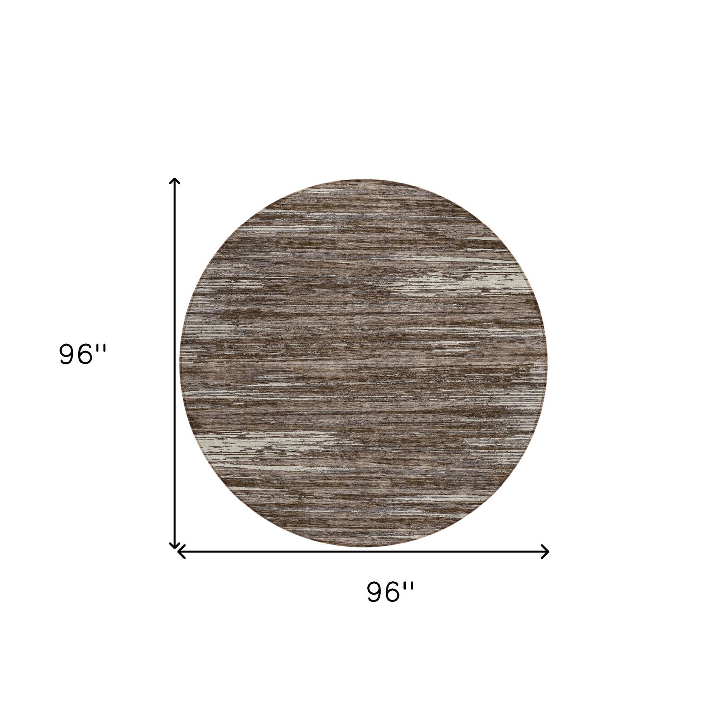 Tabselect Home Line 8' Brown And Ivory Round Striped Washable Indoor Outdoor Area Rug