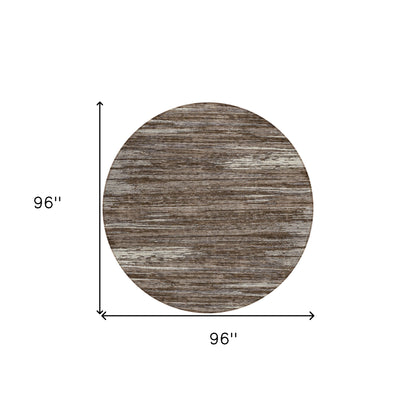 Tabselect Home Line 8' Brown And Ivory Round Striped Washable Indoor Outdoor Area Rug