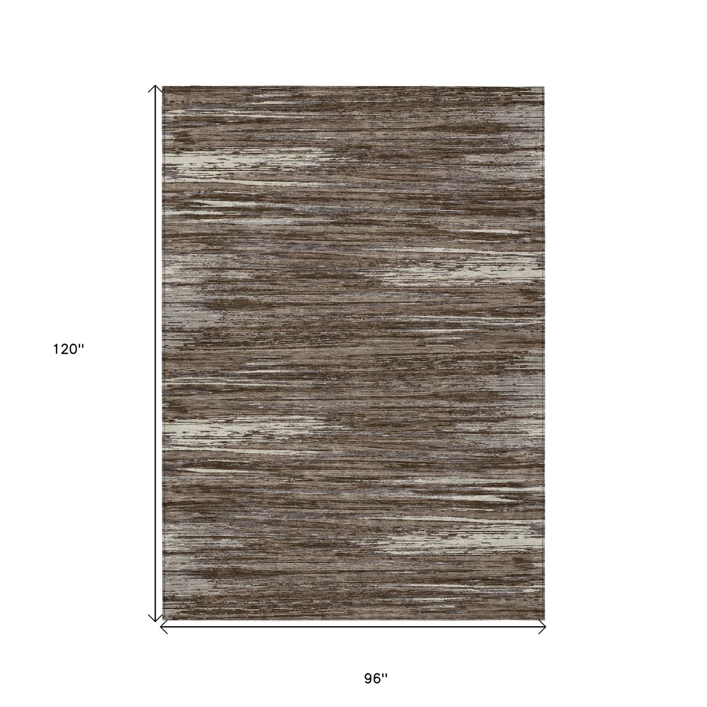 Tabselect Home Line 8' X 10' Brown And Ivory Striped Washable Indoor Outdoor Area Rug