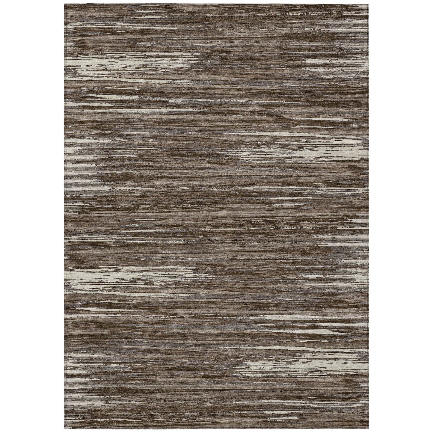 Tabselect Home Line 8' X 10' Brown And Ivory Striped Washable Indoor Outdoor Area Rug