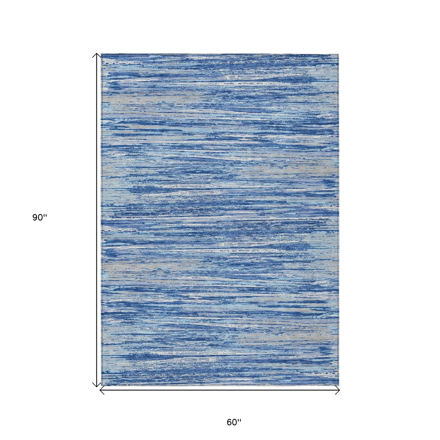 Tabselect Home Line 5' X 8' Blue Gray And Ivory Striped Washable Indoor Outdoor Area Rug