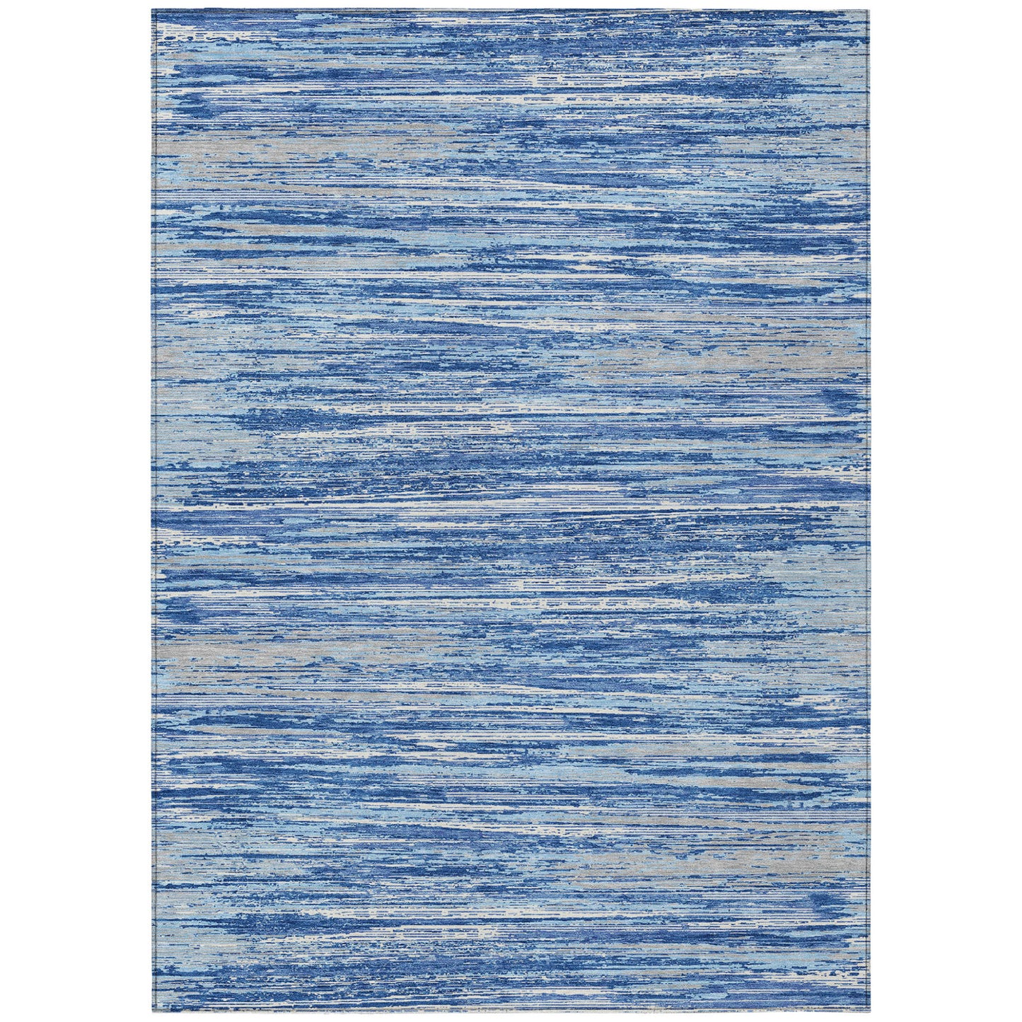 Tabselect Home Line 5' X 8' Blue Gray And Ivory Striped Washable Indoor Outdoor Area Rug