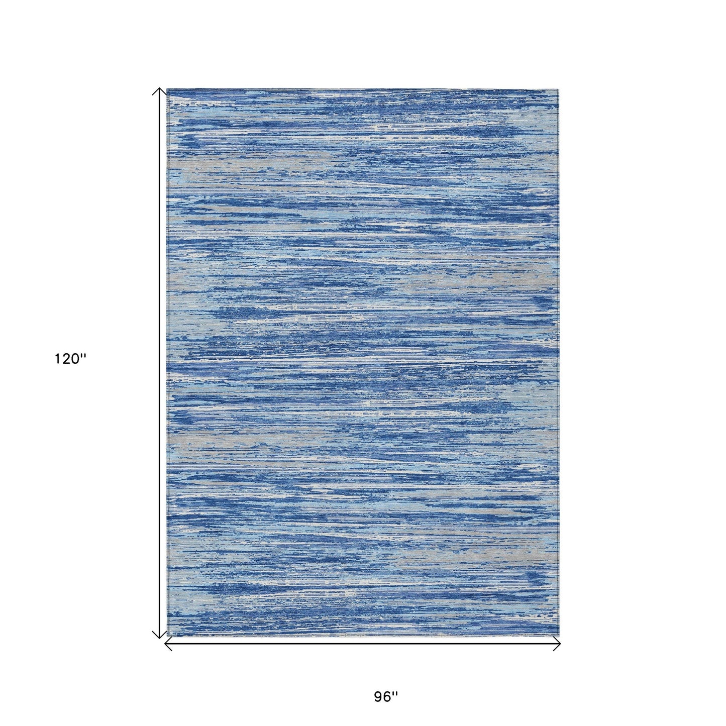 Tabselect Home Line 8' X 10' Blue Gray And Ivory Striped Washable Indoor Outdoor Area Rug