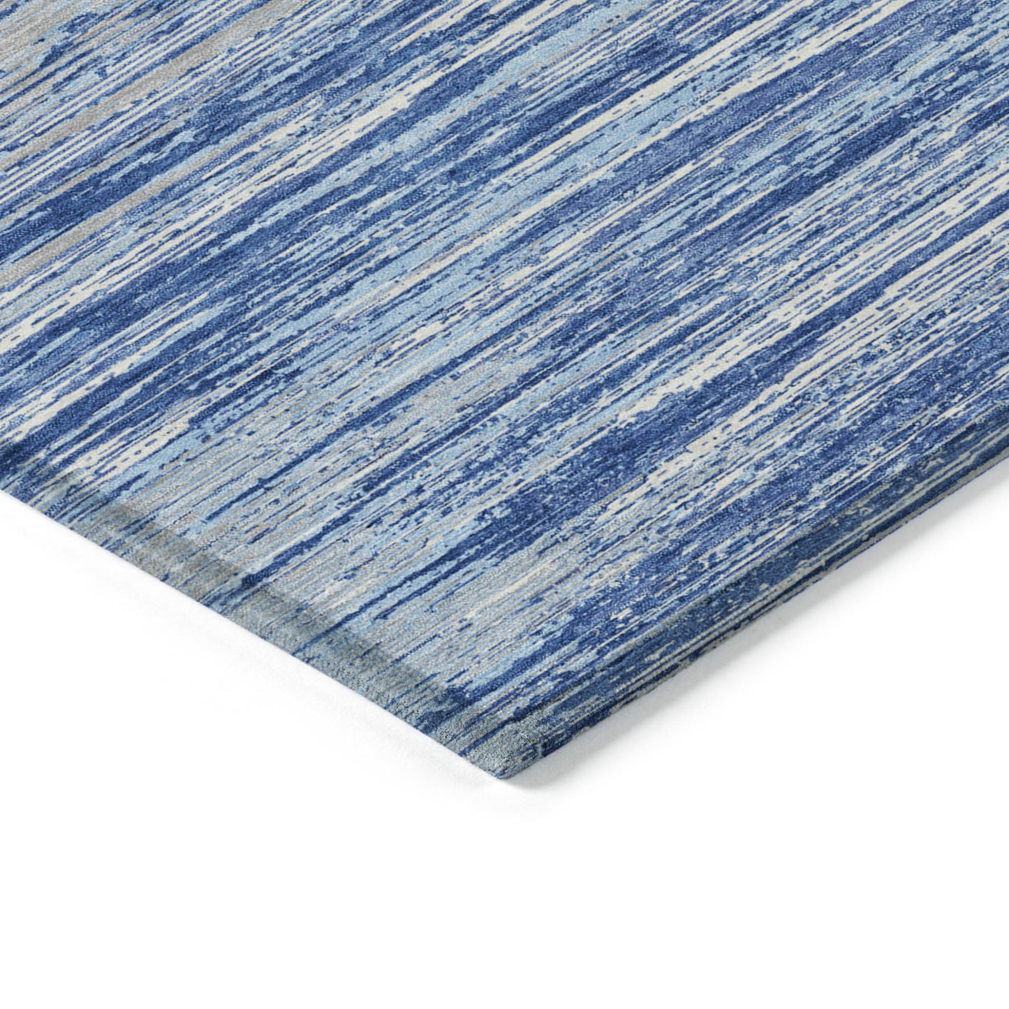 Tabselect Home Line 8' X 10' Blue Gray And Ivory Striped Washable Indoor Outdoor Area Rug