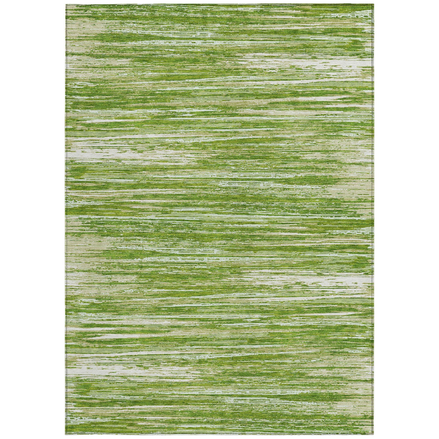 Tabselect Home Line 5' X 8' Green And Ivory Striped Washable Indoor Outdoor Area Rug