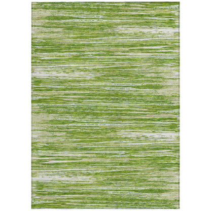 Tabselect Home Line 5' X 8' Green And Ivory Striped Washable Indoor Outdoor Area Rug