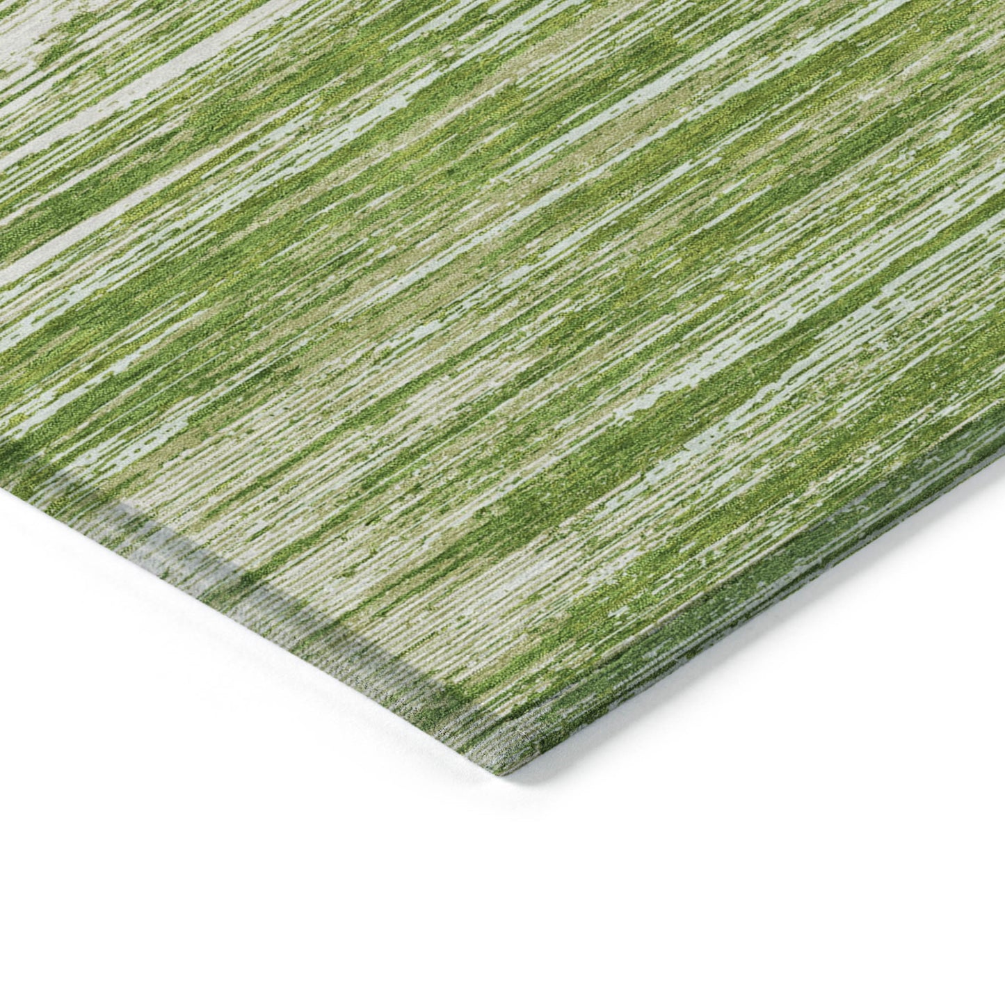 Tabselect Home Line 5' X 8' Green And Ivory Striped Washable Indoor Outdoor Area Rug