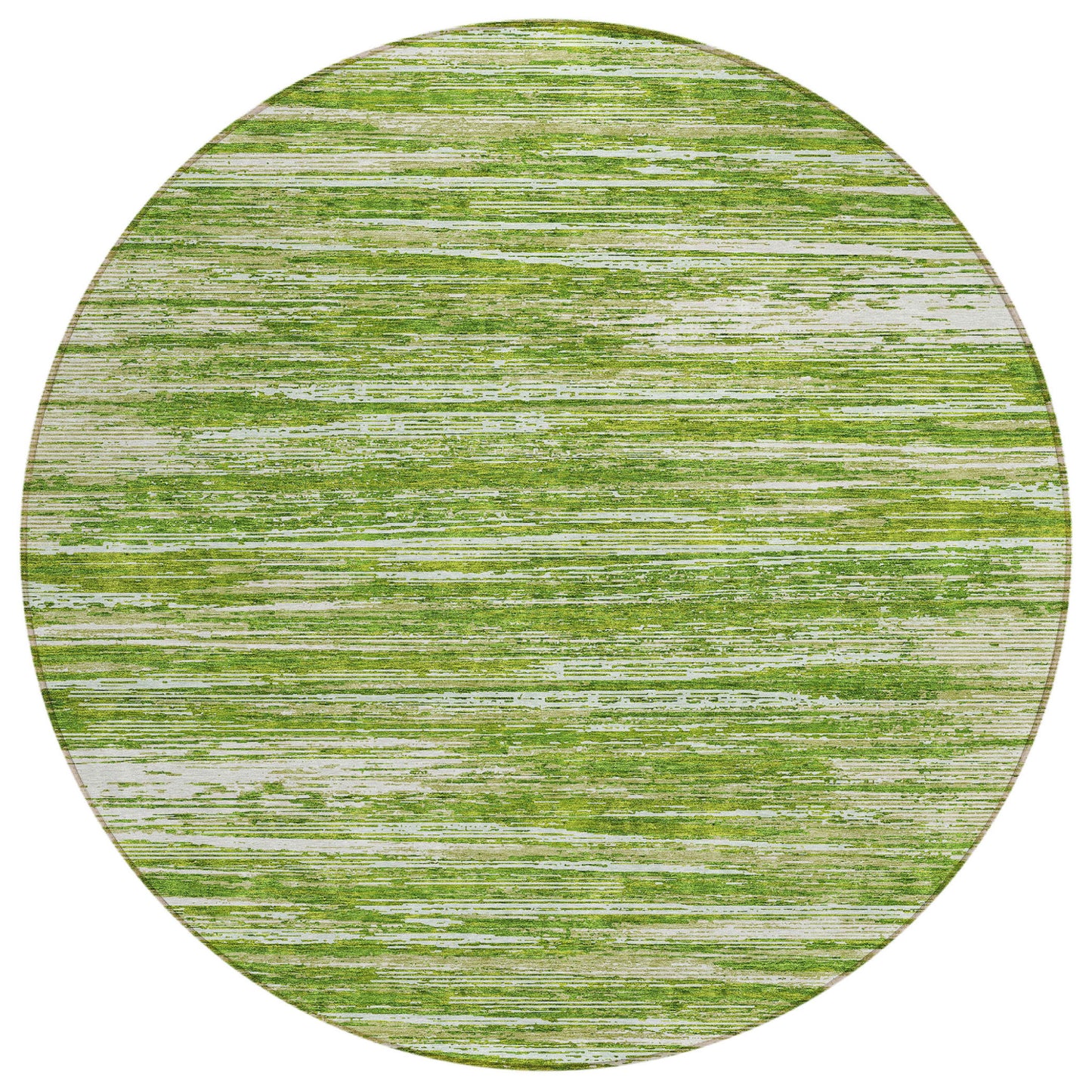 Tabselect Home Line 8' Green And Ivory Round Striped Washable Indoor Outdoor Area Rug