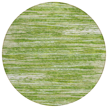 Tabselect Home Line 8' Green And Ivory Round Striped Washable Indoor Outdoor Area Rug