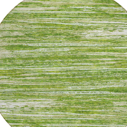 Tabselect Home Line 8' Green And Ivory Round Striped Washable Indoor Outdoor Area Rug