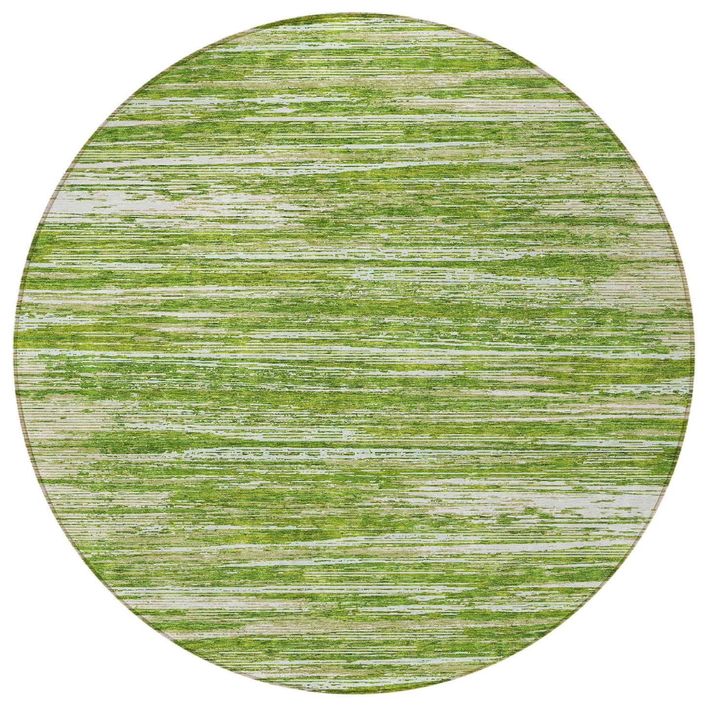 Tabselect Home Line 8' Green And Ivory Round Striped Washable Indoor Outdoor Area Rug