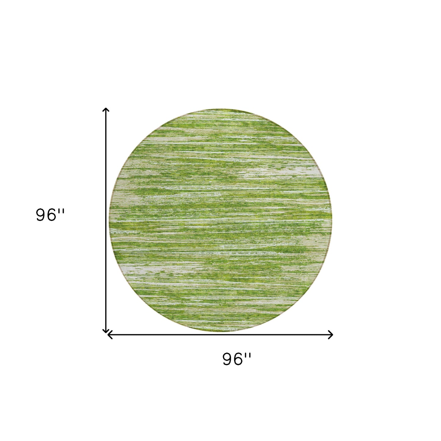 Tabselect Home Line 8' Green And Ivory Round Striped Washable Indoor Outdoor Area Rug