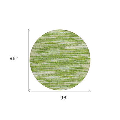 Tabselect Home Line 8' Green And Ivory Round Striped Washable Indoor Outdoor Area Rug