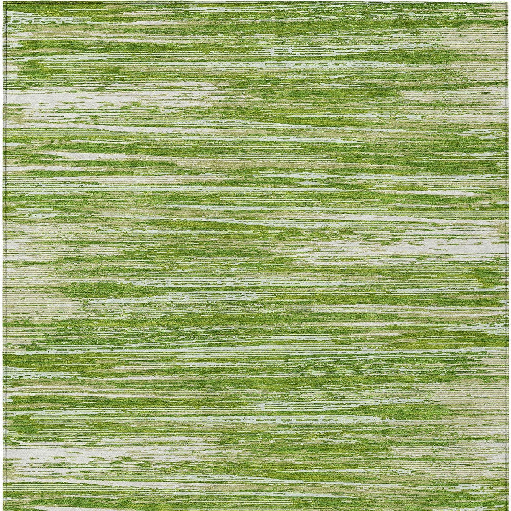 Tabselect Home Line 8' X 10' Green And Ivory Striped Washable Indoor Outdoor Area Rug
