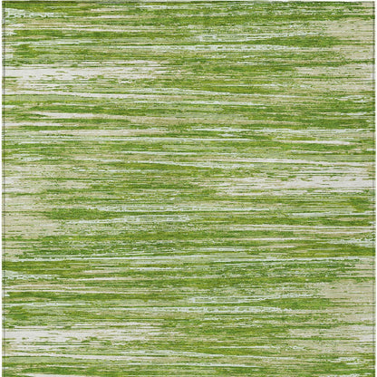 Tabselect Home Line 8' X 10' Green And Ivory Striped Washable Indoor Outdoor Area Rug