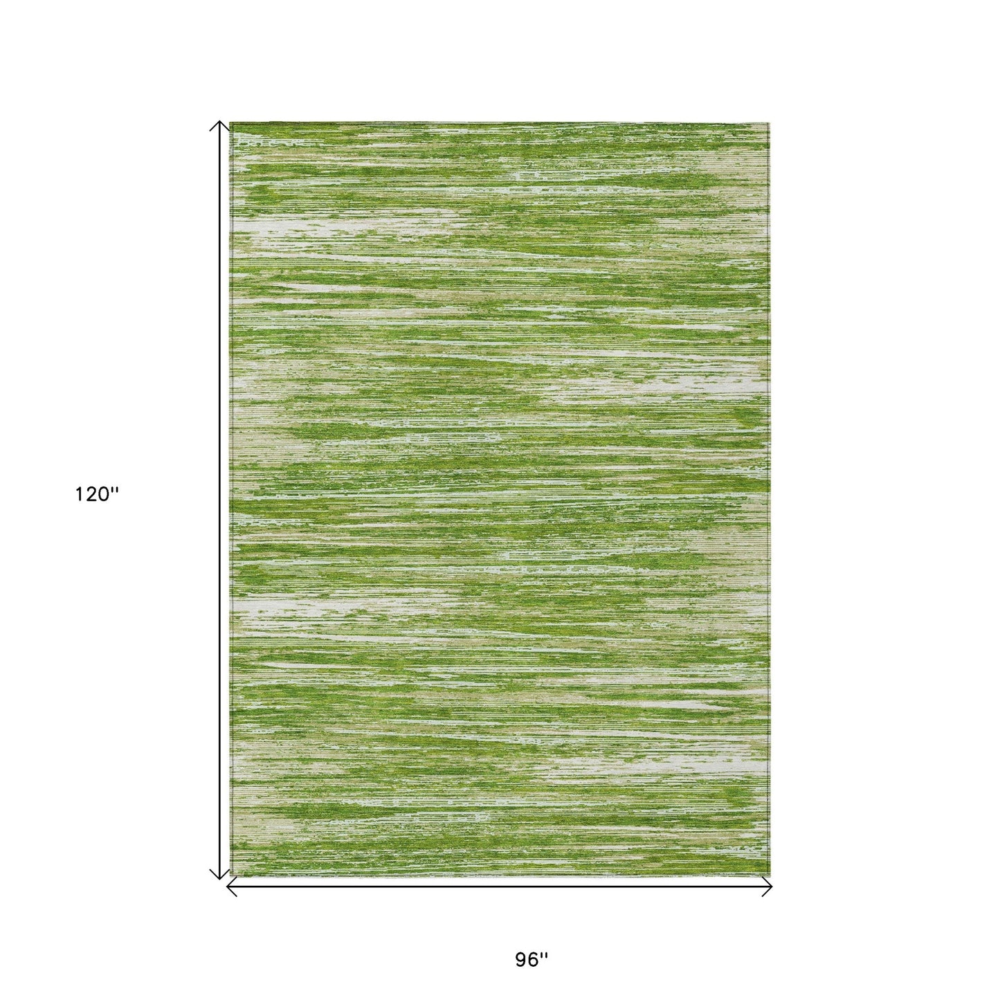 Tabselect Home Line 8' X 10' Green And Ivory Striped Washable Indoor Outdoor Area Rug