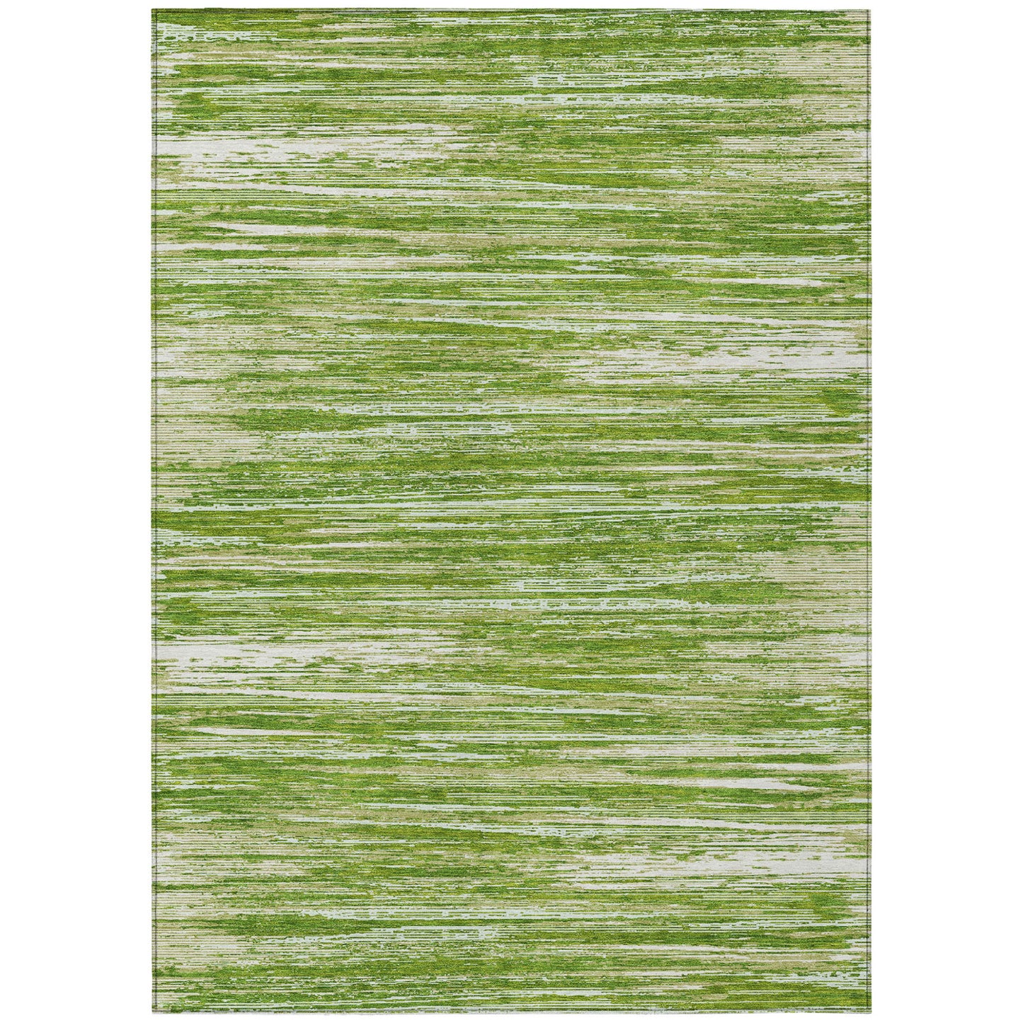 Tabselect Home Line 8' X 10' Green And Ivory Striped Washable Indoor Outdoor Area Rug