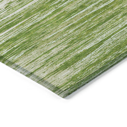 Tabselect Home Line 8' X 10' Green And Ivory Striped Washable Indoor Outdoor Area Rug