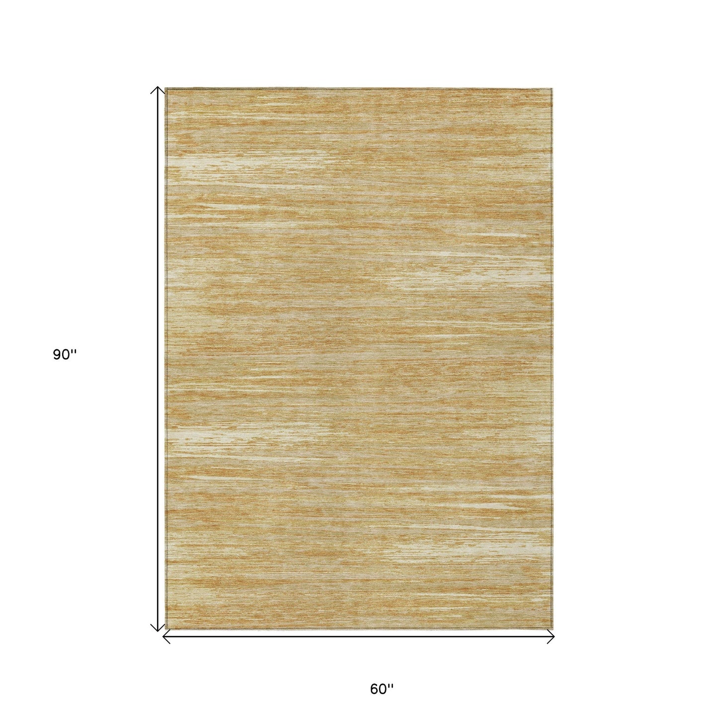 Tabselect Home Line 5' X 8' Gold Gray And Ivory Striped Washable Indoor Outdoor Area Rug