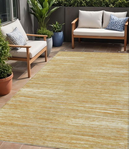 Tabselect Home Line 5' X 8' Gold Gray And Ivory Striped Washable Indoor Outdoor Area Rug