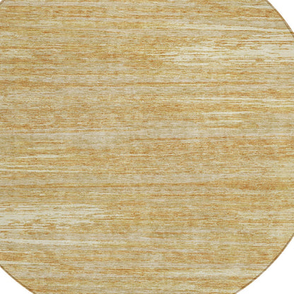 Tabselect Home Line 8' Gold Gray And Ivory Round Striped Washable Indoor Outdoor Area Rug