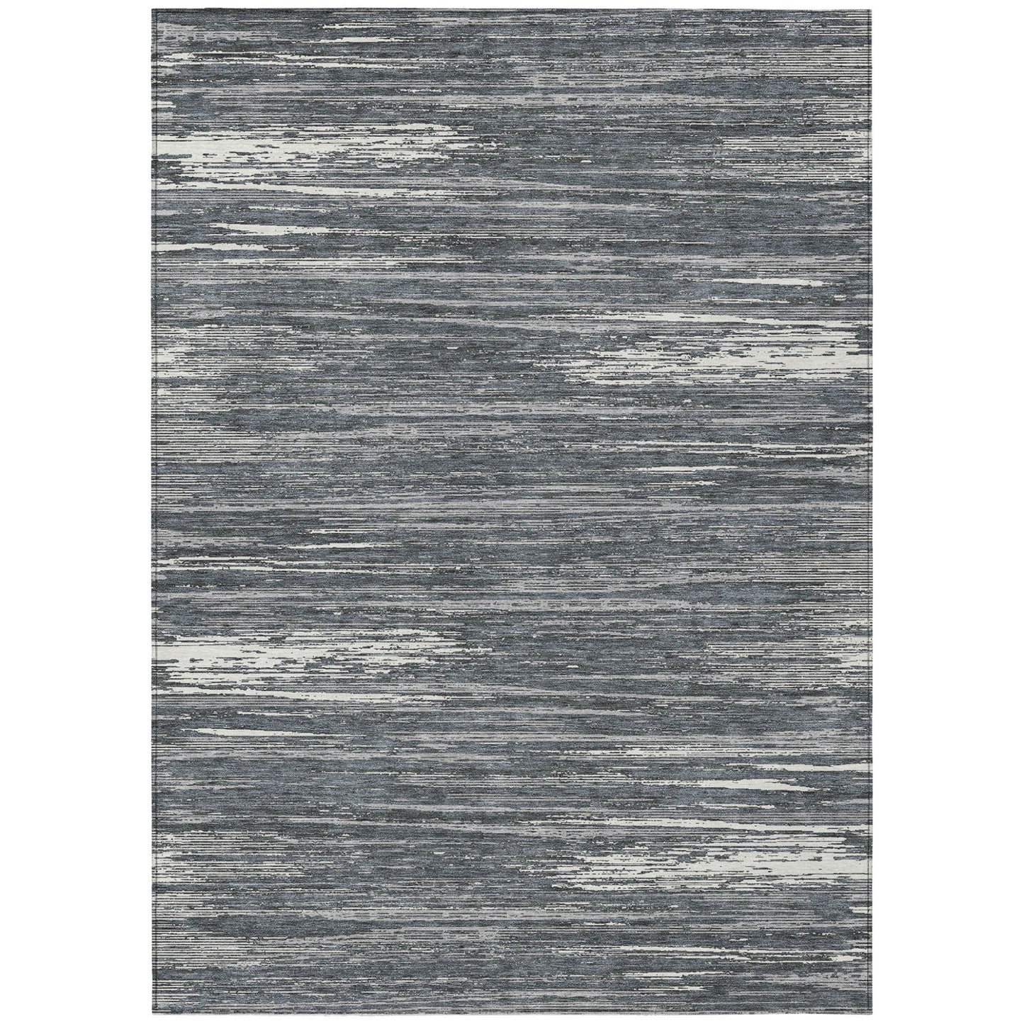 Tabselect Home Line 5' X 8' Gray And Ivory Striped Washable Indoor Outdoor Area Rug