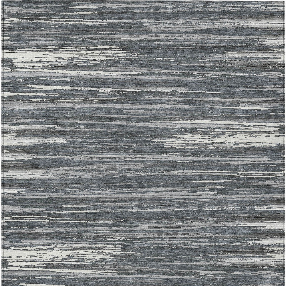 Tabselect Home Line 8' X 10' Gray And Ivory Striped Washable Indoor Outdoor Area Rug