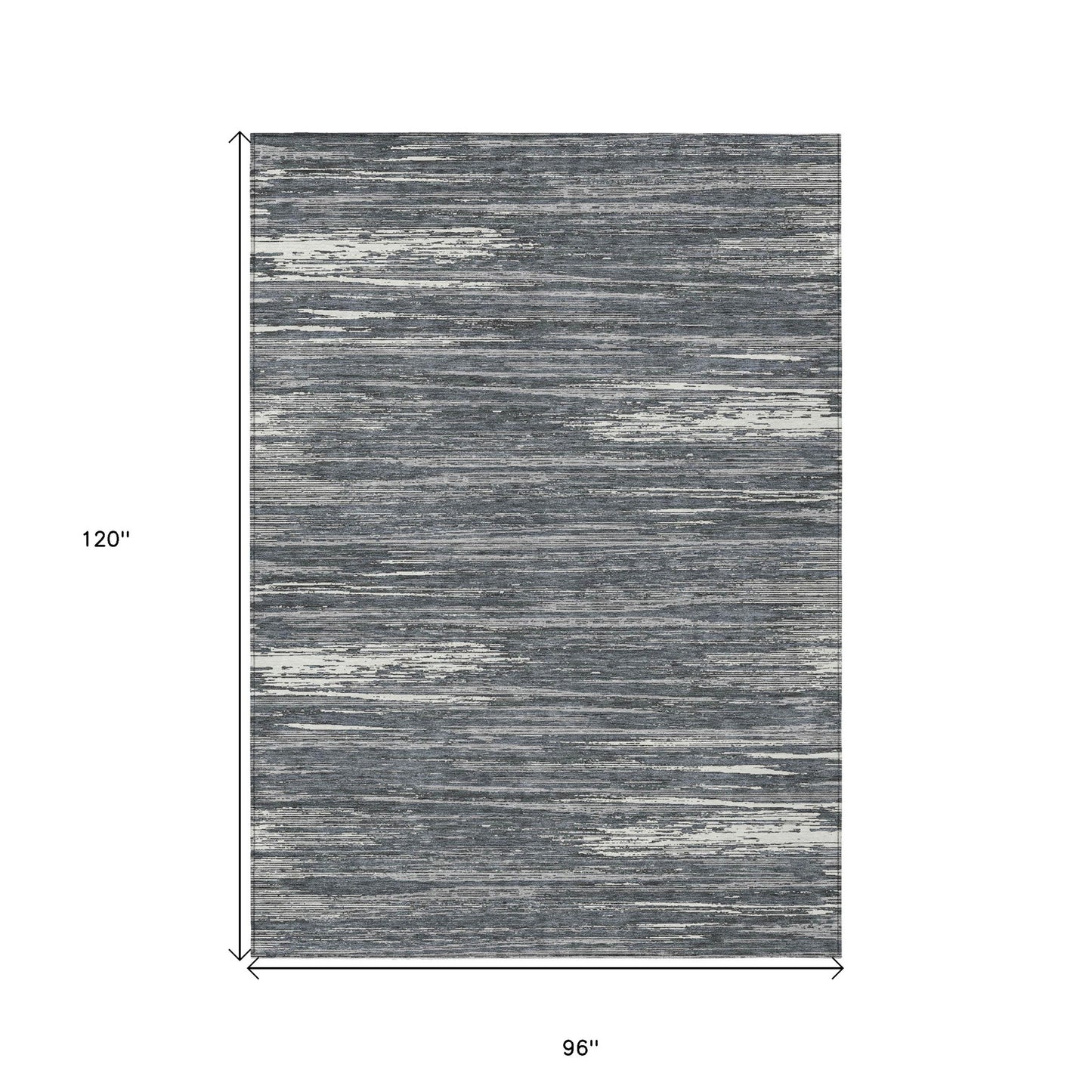 Tabselect Home Line 8' X 10' Gray And Ivory Striped Washable Indoor Outdoor Area Rug