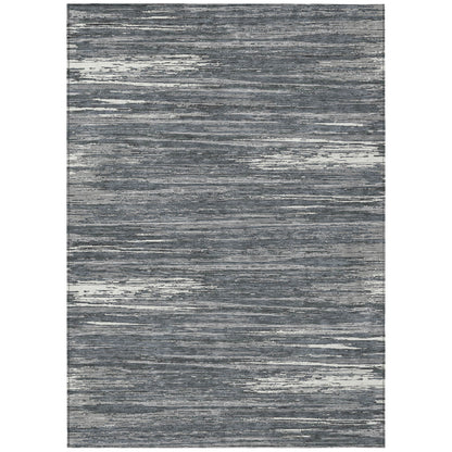 Tabselect Home Line 8' X 10' Gray And Ivory Striped Washable Indoor Outdoor Area Rug