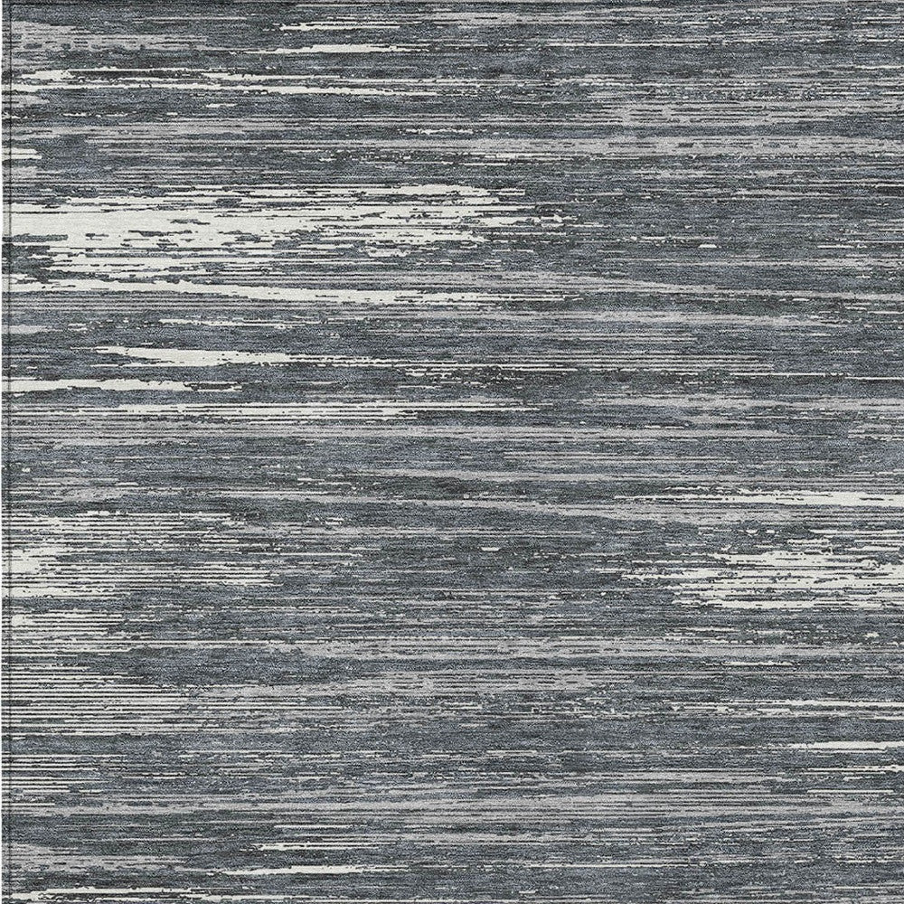 Tabselect Home Line 8' X 10' Gray And Ivory Striped Washable Indoor Outdoor Area Rug