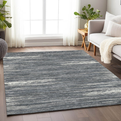 Tabselect Home Line 8' X 10' Gray And Ivory Striped Washable Indoor Outdoor Area Rug