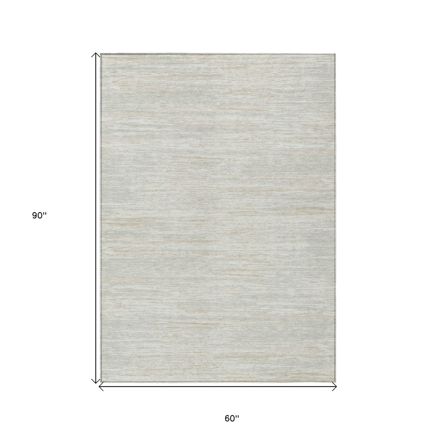 Tabselect Home Line 5' X 8' Ivory And Gray Striped Washable Indoor Outdoor Area Rug