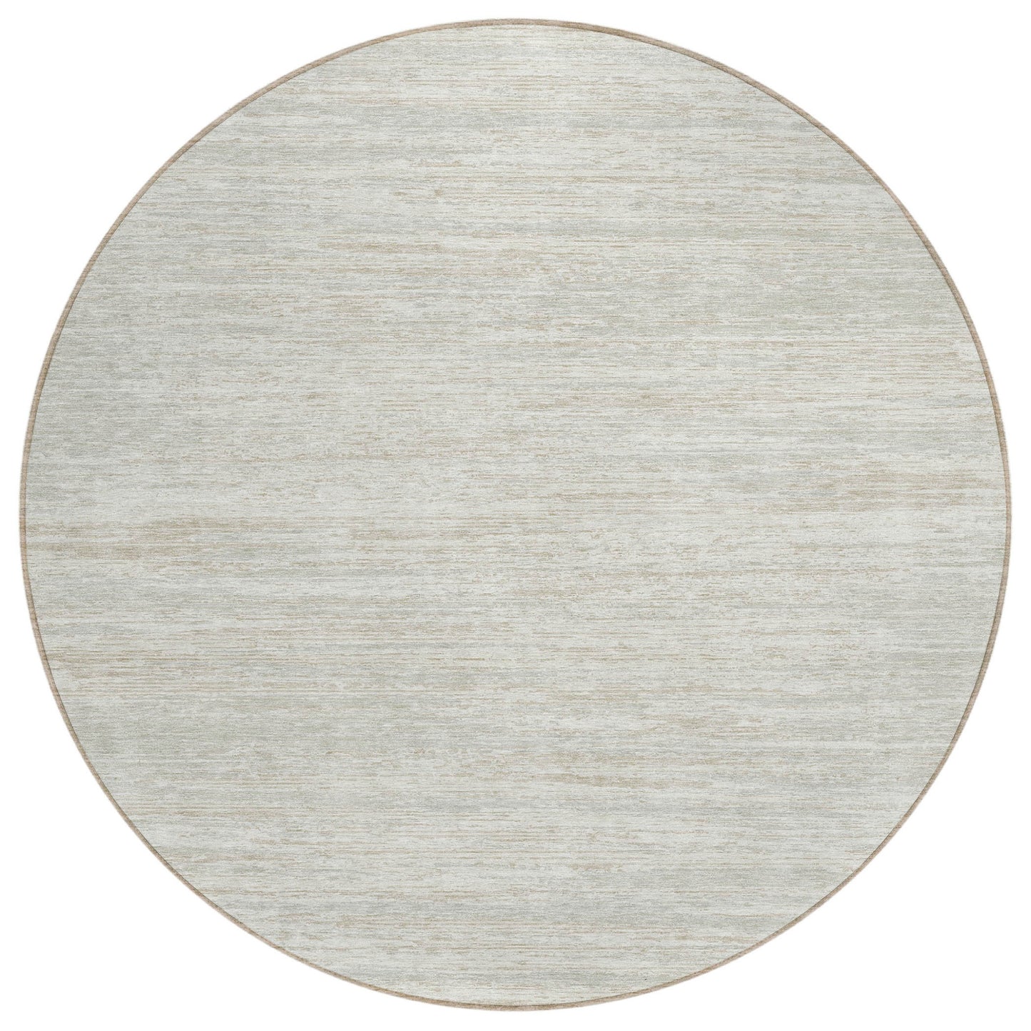 Tabselect Home Line 8' Ivory And Gray Round Striped Washable Indoor Outdoor Area Rug