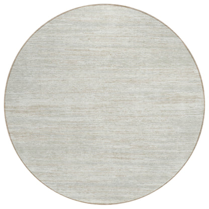 Tabselect Home Line 8' Ivory And Gray Round Striped Washable Indoor Outdoor Area Rug