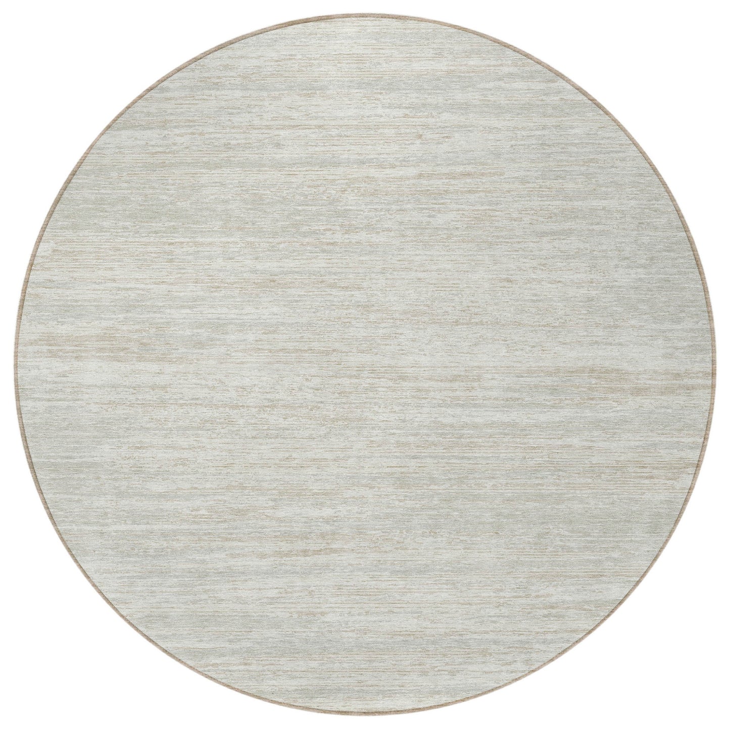 Tabselect Home Line 8' Ivory And Gray Round Striped Washable Indoor Outdoor Area Rug