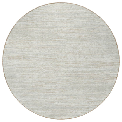 Tabselect Home Line 8' Ivory And Gray Round Striped Washable Indoor Outdoor Area Rug