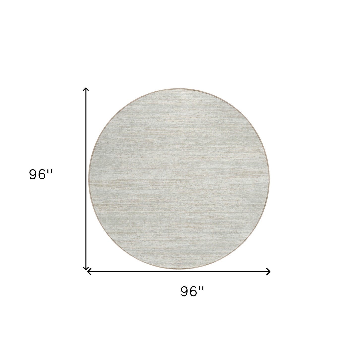 Tabselect Home Line 8' Ivory And Gray Round Striped Washable Indoor Outdoor Area Rug