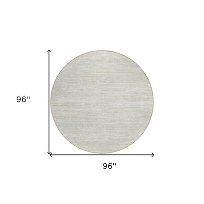 Tabselect Home Line 8' Ivory And Gray Round Striped Washable Indoor Outdoor Area Rug