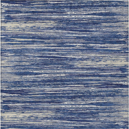 Tabselect Home Line 5' X 8' Navy Blue And Ivory Striped Washable Indoor Outdoor Area Rug