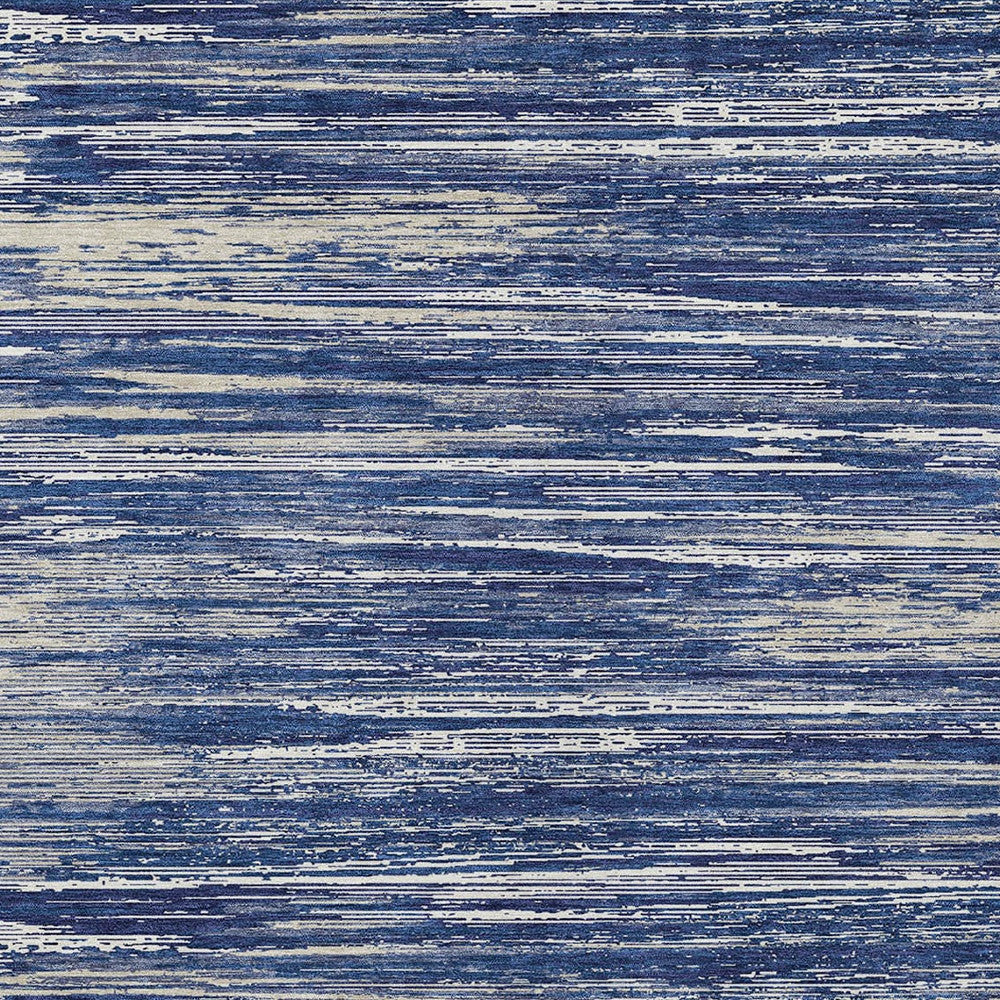 Tabselect Home Line 5' X 8' Navy Blue And Ivory Striped Washable Indoor Outdoor Area Rug