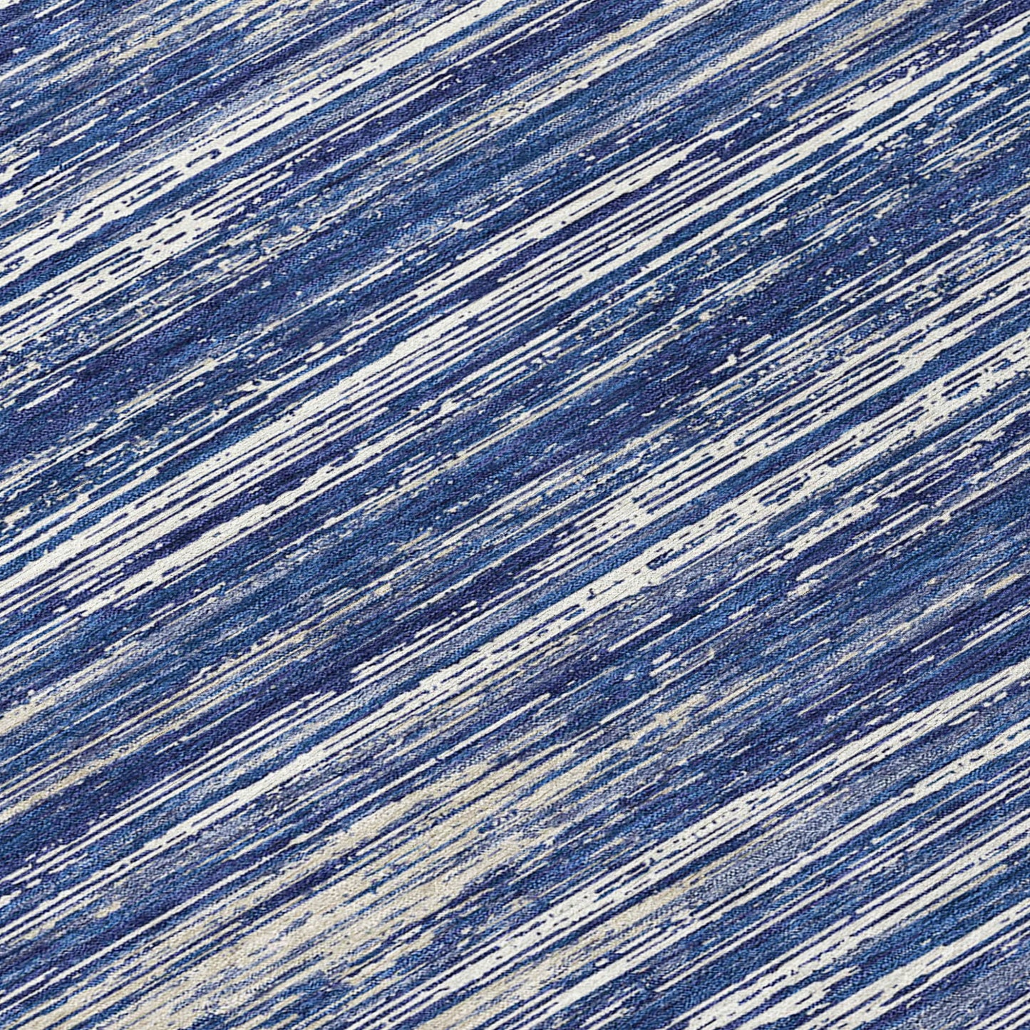 Tabselect Home Line 8' Navy Blue And Ivory Round Striped Washable Indoor Outdoor Area Rug