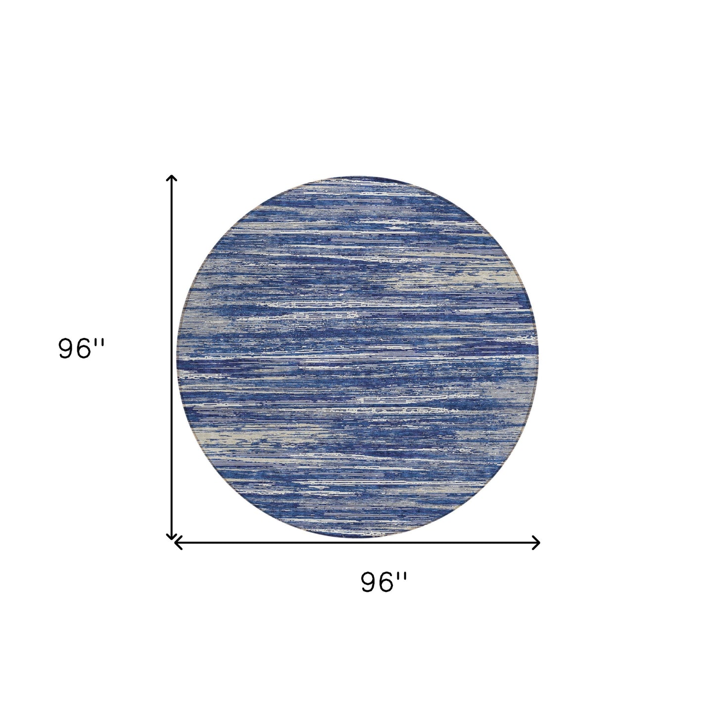 Tabselect Home Line 8' Navy Blue And Ivory Round Striped Washable Indoor Outdoor Area Rug