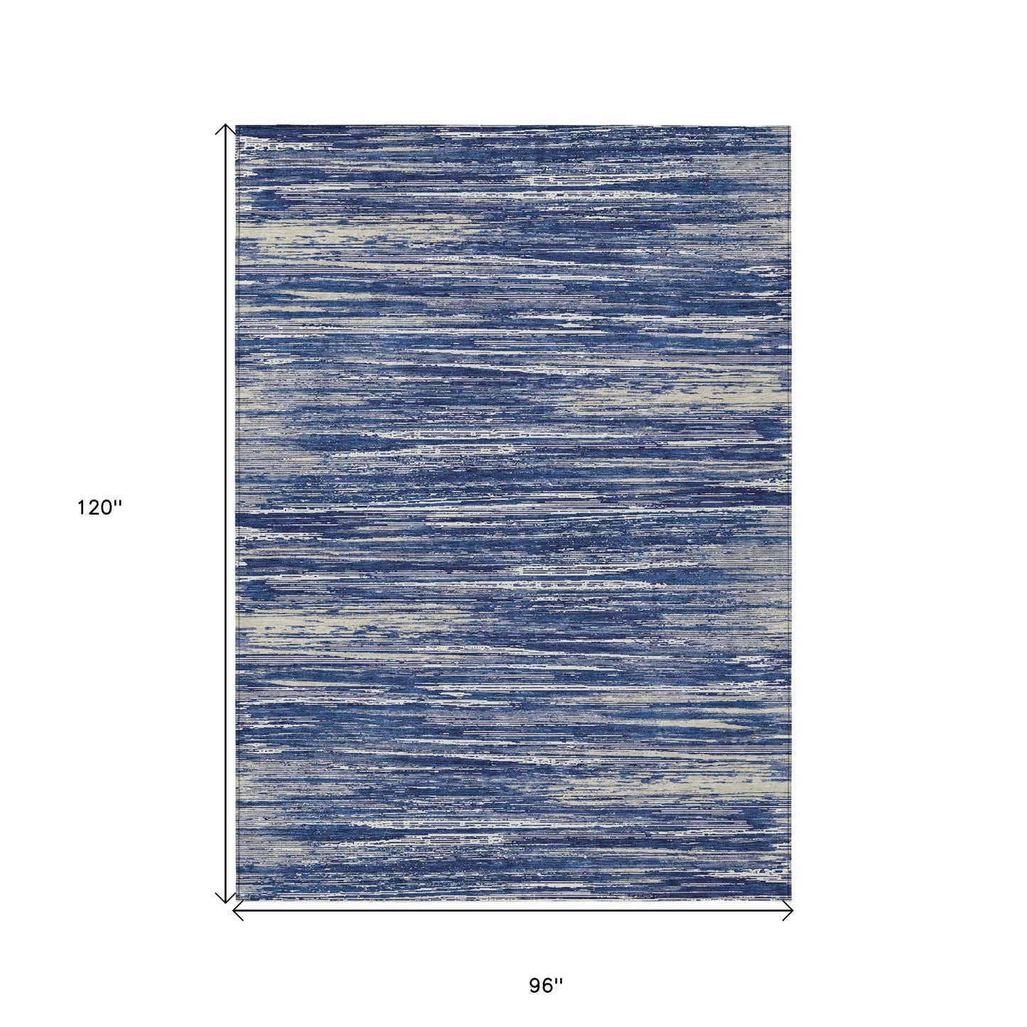 Tabselect Home Line 8' X 10' Navy Blue And Ivory Striped Washable Indoor Outdoor Area Rug