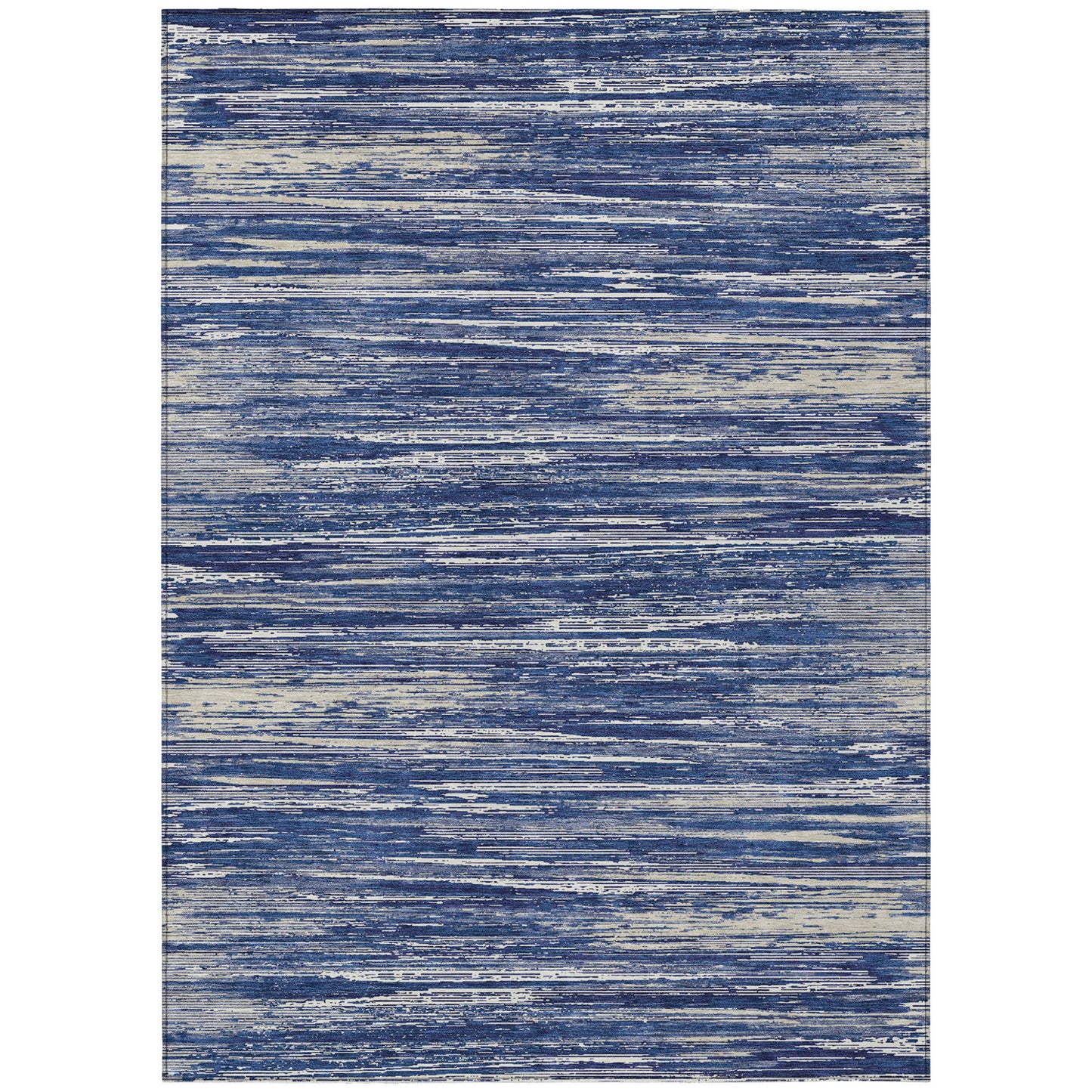 Tabselect Home Line 8' X 10' Navy Blue And Ivory Striped Washable Indoor Outdoor Area Rug
