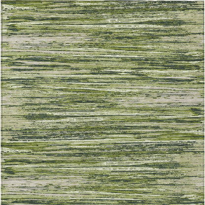 Tabselect Home Line 5' X 8' Olive Green And Ivory Striped Washable Indoor Outdoor Area Rug
