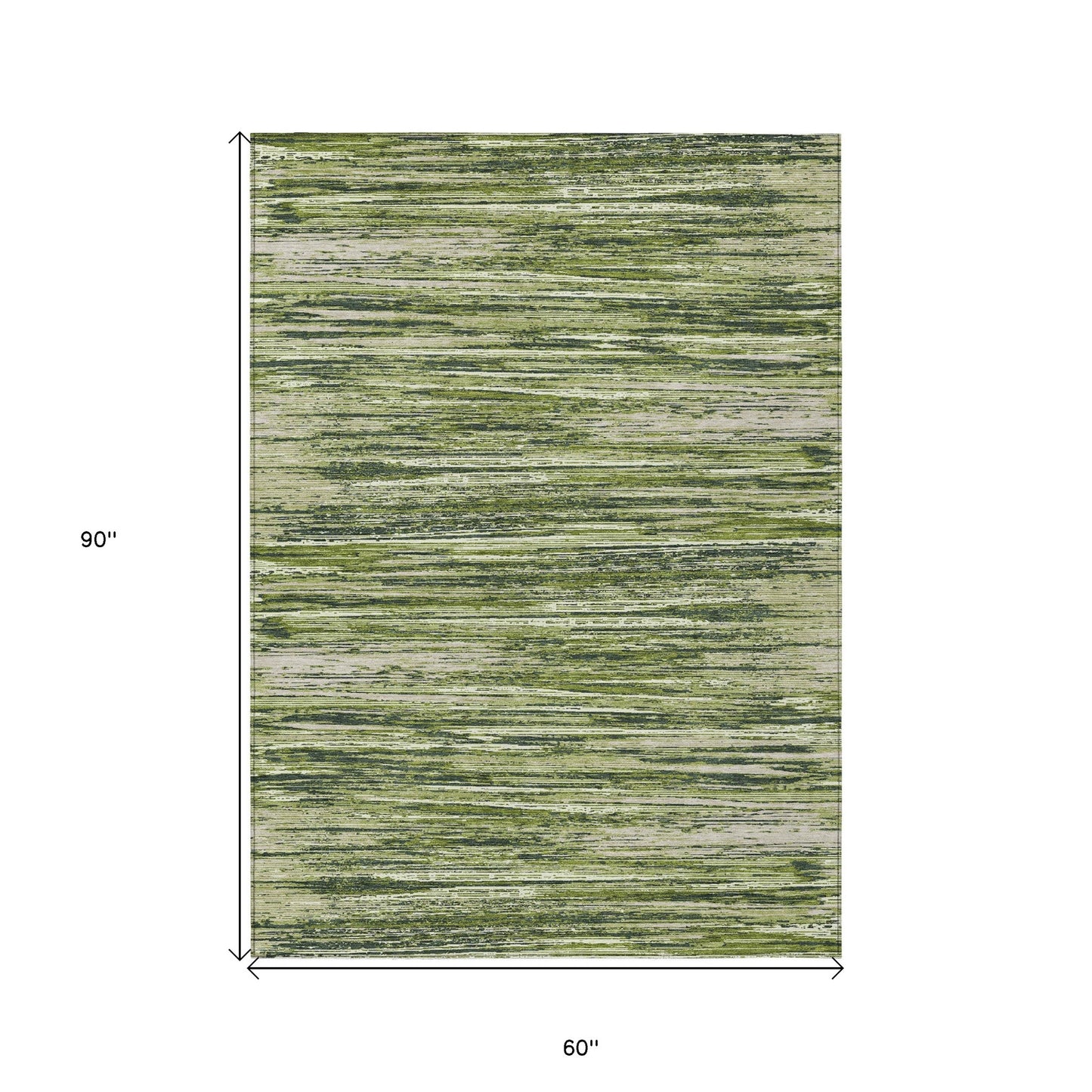 Tabselect Home Line 5' X 8' Olive Green And Ivory Striped Washable Indoor Outdoor Area Rug